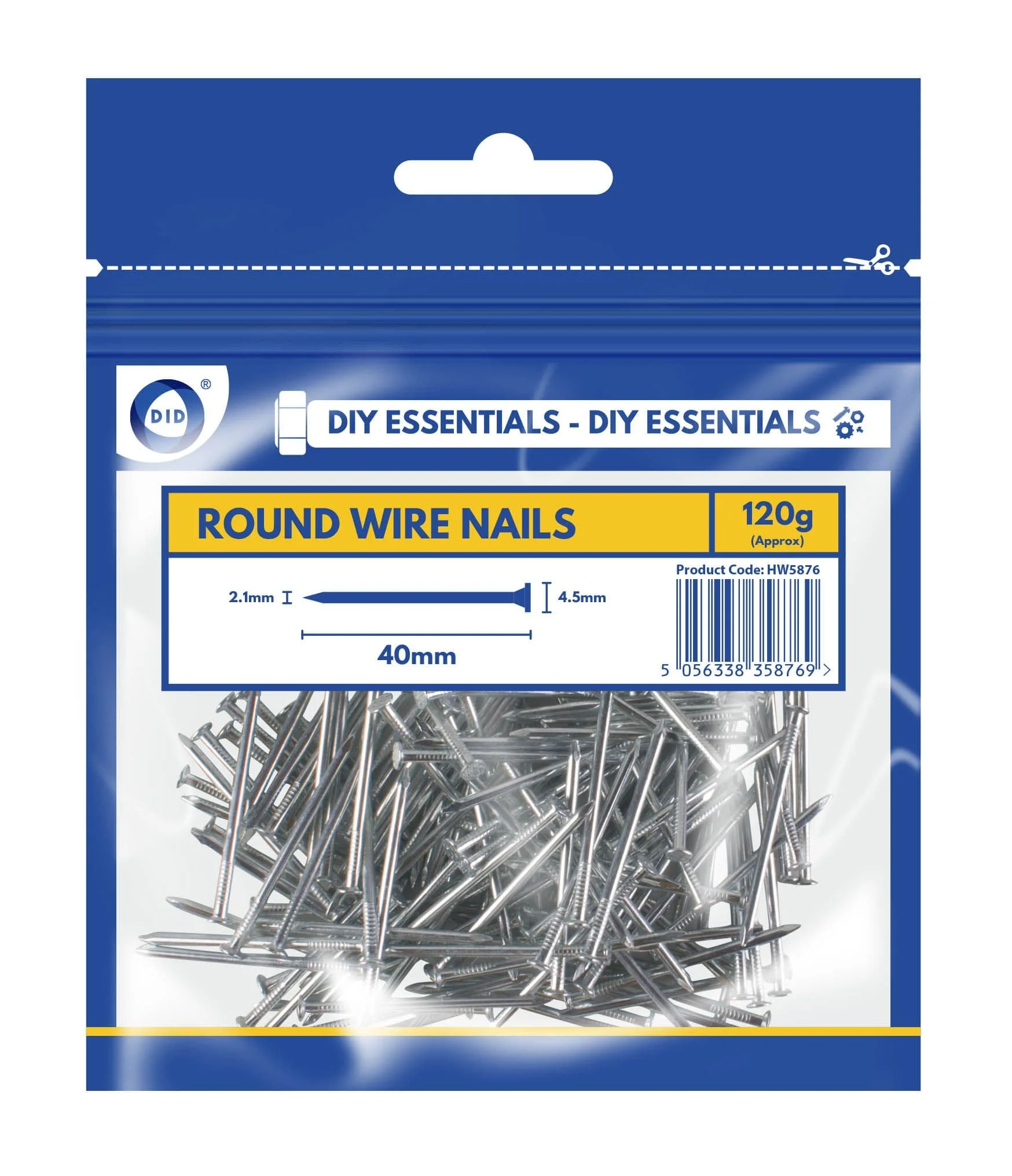 DID 40mm Round Wire Nails 120g