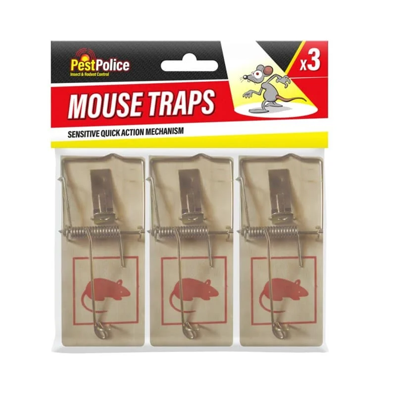 Pest Police Wooden Mouse Trap 3pk 3pk