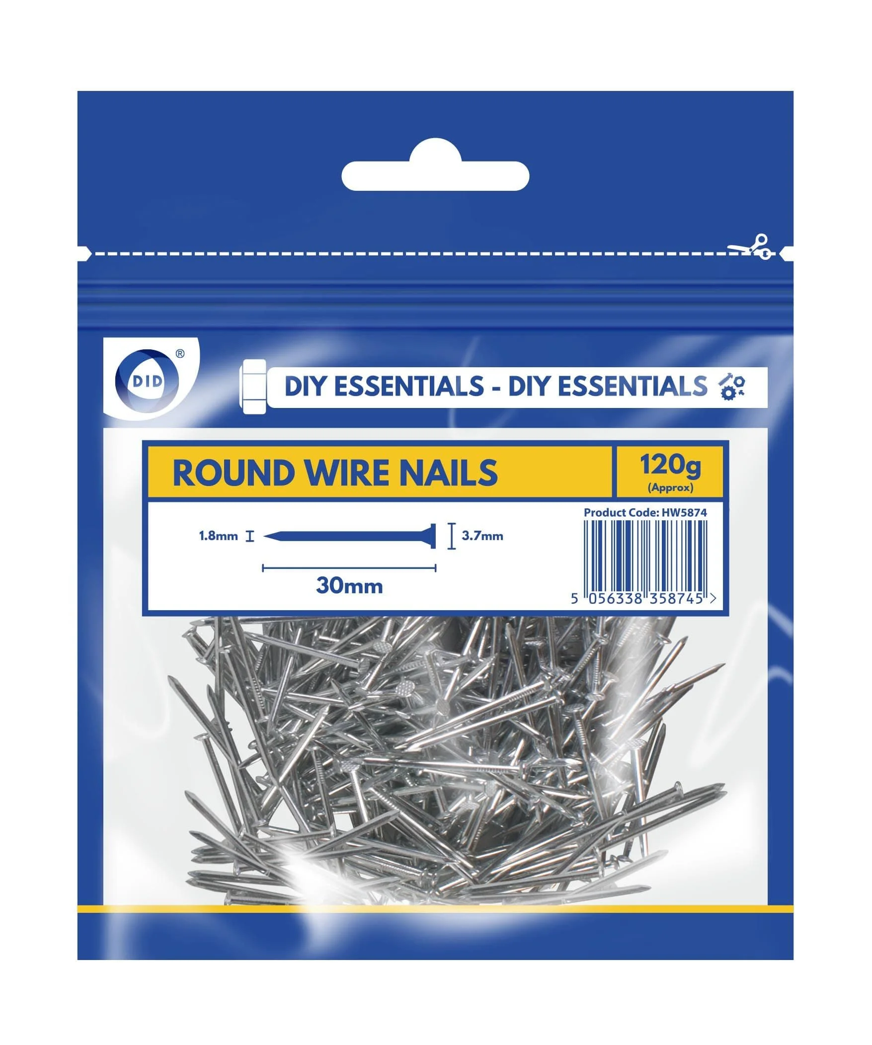 DID 30mm Round Wire Nails 120g