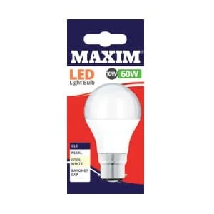 Maxim10W=60W LED Light Bulb BC CW 10s