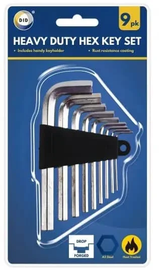 DID Heavy Duty Hex Key Set 9pk 1s