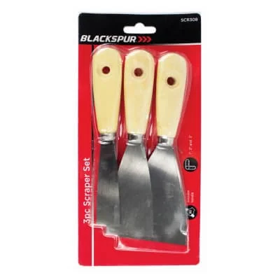 Blackspur 3pk Wooden Handle Scraper Set 3pcs