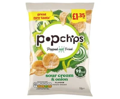 Popchips Sour Cream & Onion Crisps 16 x 50g