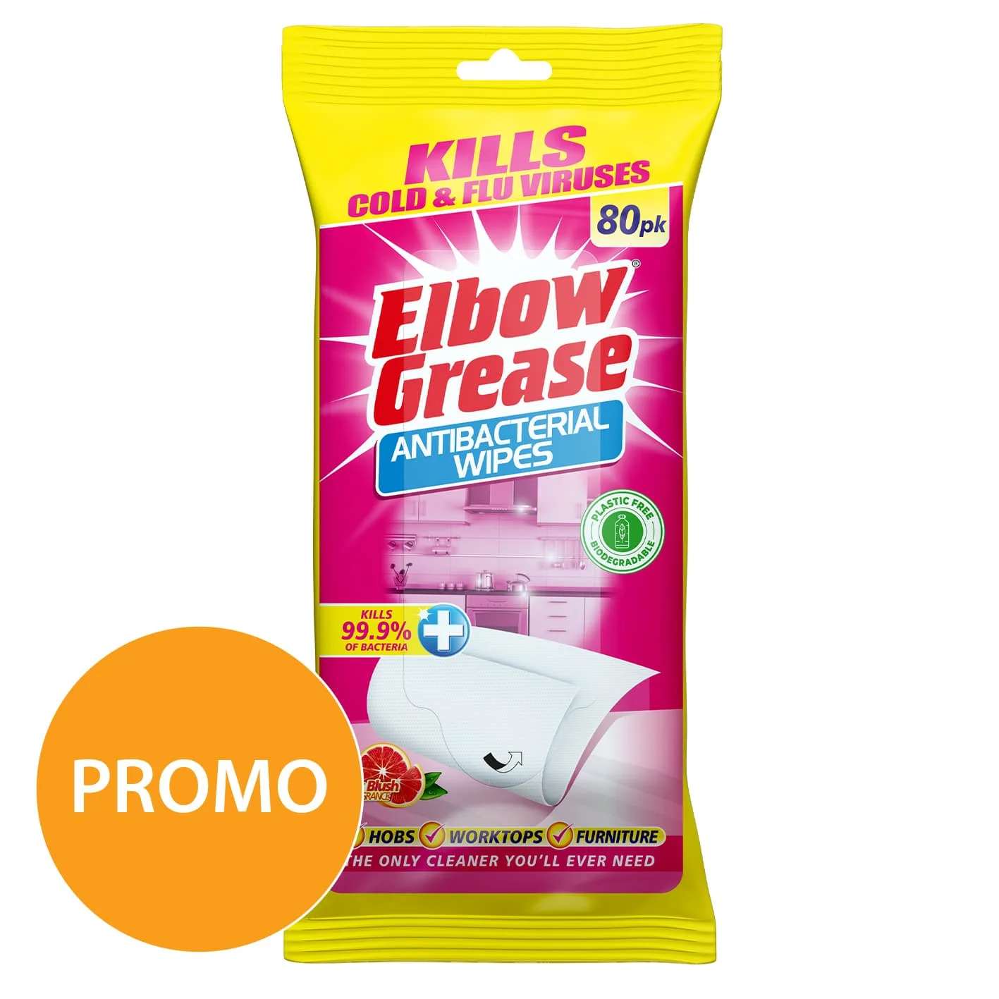 Elbow Grease Pink Blush Wipes 80pk
